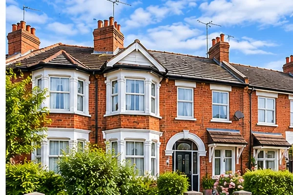 Illustrative UK edwardian red brick terrace