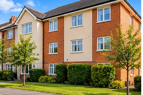 Illustrative UK brick render apartment